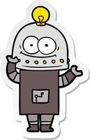 sticker of a happy carton robot with light bulb vector