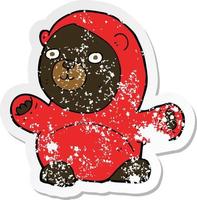 retro distressed sticker of a cute cartoon black bear