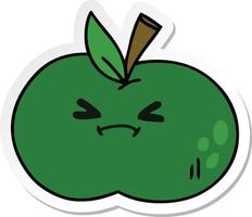 sticker of a quirky hand drawn cartoon apple vector