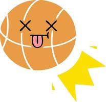 flat color retro cartoon basketball vector