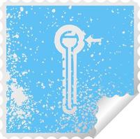 distressed square peeling sticker symbol hot thermometer vector