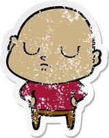 distressed sticker of a cartoon bald man vector