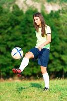 mujer futbolista en italia foto