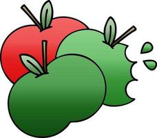 gradient shaded cartoon apples vector