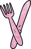 quirky hand drawn cartoon cutlery vector