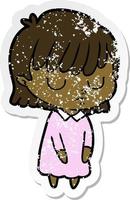 distressed sticker of a cartoon woman vector