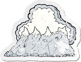 retro distressed sticker of a cartoon mountain range vector