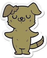 sticker of a cartoon puppy vector