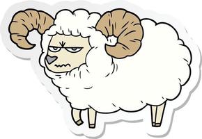 sticker of a cartoon angry ram vector