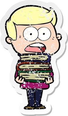 distressed sticker of a cartoon shocked man