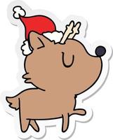 christmas sticker cartoon of kawaii deer vector