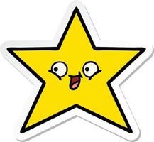 sticker of a cute cartoon gold star vector