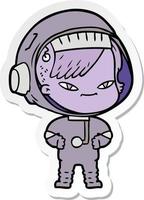 sticker of a cartoon astronaut woman vector