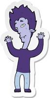 sticker of a cartoon vampire man vector