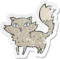 retro distressed sticker of a cartoon cat vector