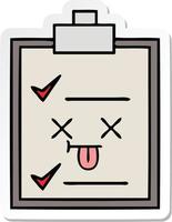 sticker of a cute cartoon check list vector