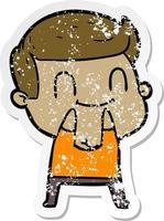 distressed sticker of a cartoon friendly man vector