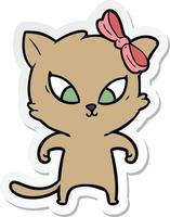 sticker of a cartoon cat vector