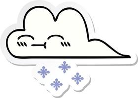 sticker of a cute cartoon snow cloud vector