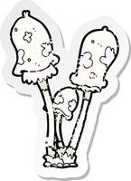 retro distressed sticker of a cartoon mushroom vector