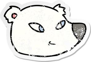 pegatina angustiada de una cara de oso polar de dibujos animados vector