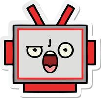 sticker of a cute cartoon robot head vector