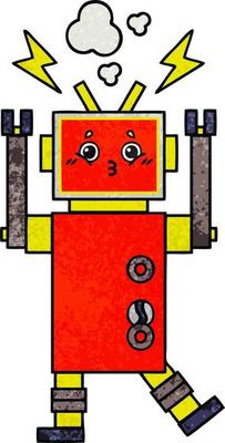 retro grunge texture cartoon robot