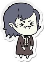 sticker of a annoyed cartoon vampire girl vector