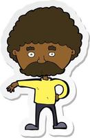 sticker of a cartoon man with mustache making camp gesture vector