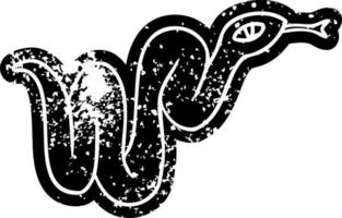 grunge icon drawing of a garden snake vector