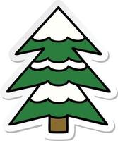 sticker of a cute cartoon snow covered tree vector