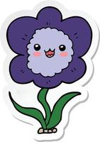 sticker of a cartoon flower vector