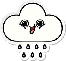 sticker of a cute cartoon rain cloud