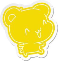 cartoon sticker kawaii cute happy bear vector