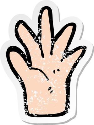 retro distressed sticker of a cartoon hand symbol