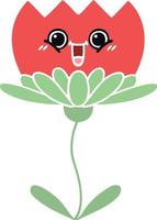 flat color retro cartoon flower vector