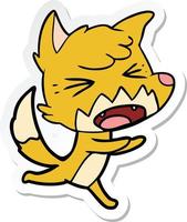 sticker of a angry cartoon fox running vector