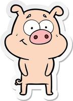 sticker of a happy cartoon pig vector