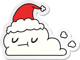 christmas sticker cartoon of kawaii cloud vector