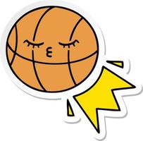 sticker of a cute cartoon basketball vector