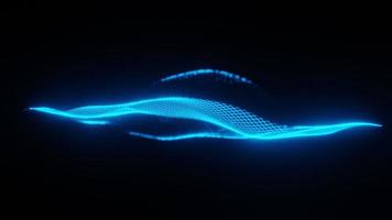 technologie de particules de ligne de vague rougeoyante numérique futuriste fond hud rendu 3d video