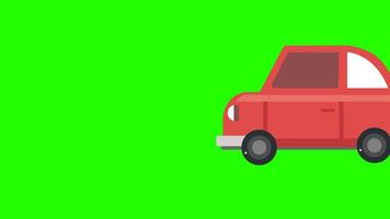 Red Car Green screen Animation. Remove Green color and Use your Project. 2d Cartoon Car Green screen Remove by Chroma Key. video