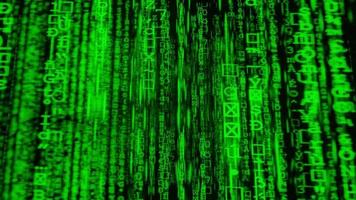 fondo de datos digitales binarios de matriz verde futurista abstracto representación 3d video