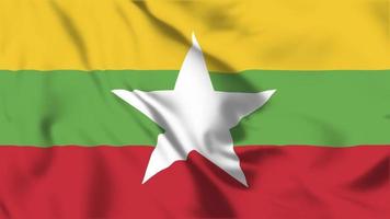 Fondo de animación de bucle de bandera de myanmar 4k video