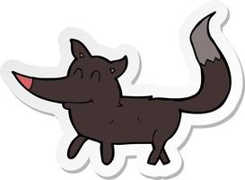 sticker of a cartoon little wolf vector