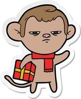 sticker of a cartoon monkey vector