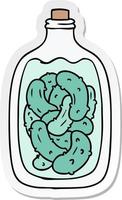 sticker cartoon doodle jar of pickled gherkins vector