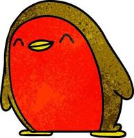 textured cartoon cute kawaii red robin vector