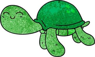 peculiar tortuga de dibujos animados dibujada a mano vector