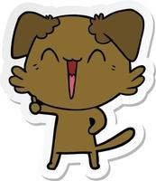 sticker of a happy little dog cartoon vector